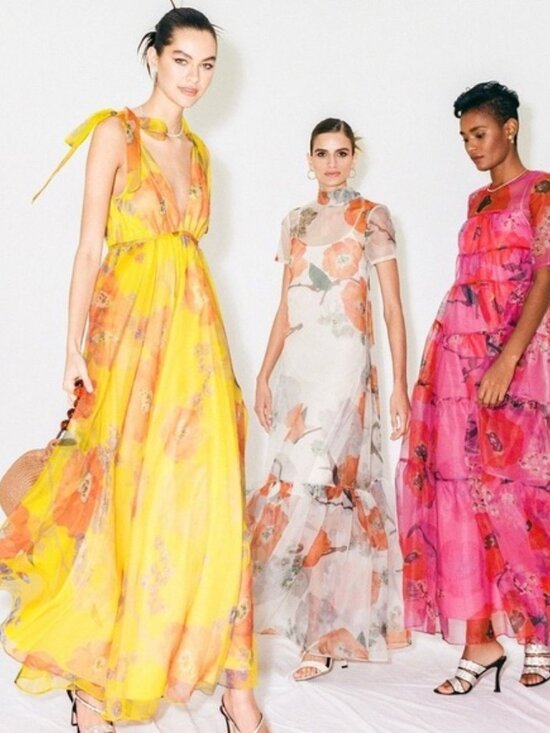 STAUD Calluna Poppy Floral Print Organza Tie Back Maxi Gown Dress - Picture 10 of 12